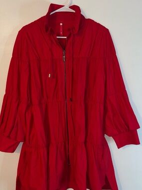 IC COLLECTION Red Lightweight Zip-Front Blazer Jacket